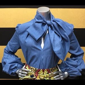 4oz Denim Bow Blouse